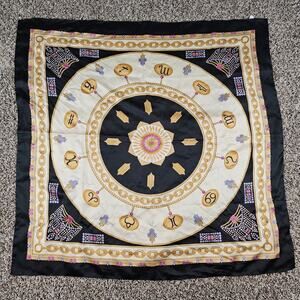 Vintage Womens 33" Square Scarf Zodiac Sign Print 1970s Retro Boho